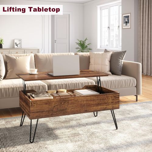 Table Basse 95x50x40 Cm aspect Bois Vintage+noir