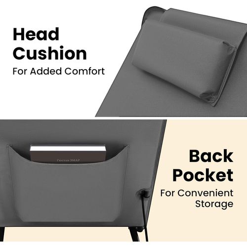 2 Set Bain De Soleil,chaise Longue Pliable,dossier Inclinable,avec Oreiller,48x132x54cmgris Foncé