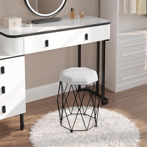 Tabouret Coiffeuse Velours Avec Pieds Dorés – Rembourrage épais, étagère Basse, Capacité 135 Kg, Vert