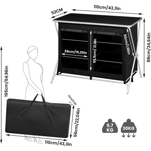 Table De Camping Pliante Avec Rangement,table D'extérieur,avec Sac De Transport,cadre En Aluminium