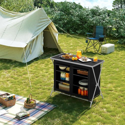 Table De Camping Pliante Avec Rangement,table D'extérieur,avec Sac De Transport,cadre En Aluminium