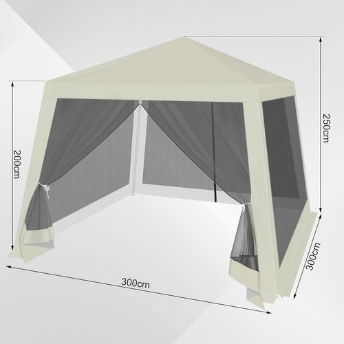 Tonnelle De Jardin Extérieur,avec Moustiquaire,pergola,avec Parois Latérales En Maille,3x3m,beige