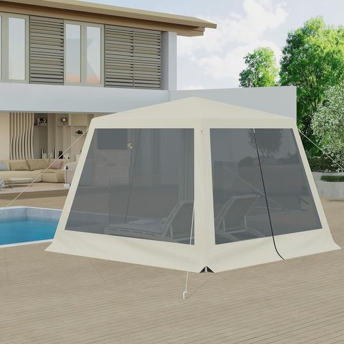Tonnelle De Jardin Extérieur,avec Moustiquaire,pergola,avec Parois Latérales En Maille,3x3m,beige