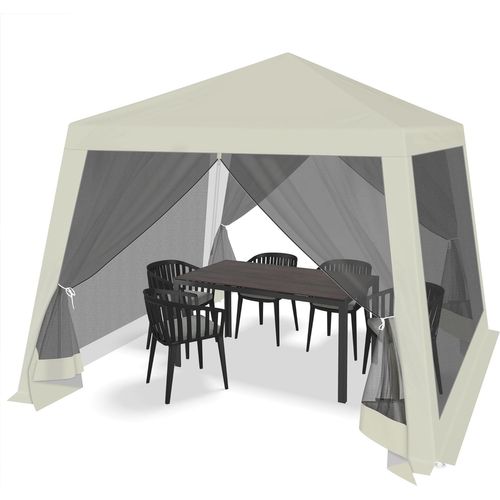 Tonnelle De Jardin Extérieur,avec Moustiquaire,pergola,avec Parois Latérales En Maille,3x3m,beige
