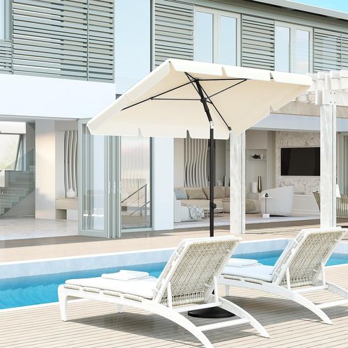 Parasol De Jardin Rectangulaire, Inclinable, Protection Uv, 180g/m², 2x1,2m, Beige