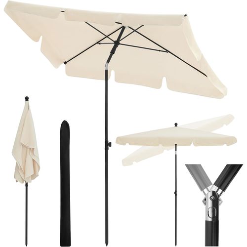 Parasol De Jardin Rectangulaire, Inclinable, Protection Uv, 180g/m², 2x1,2m, Beige