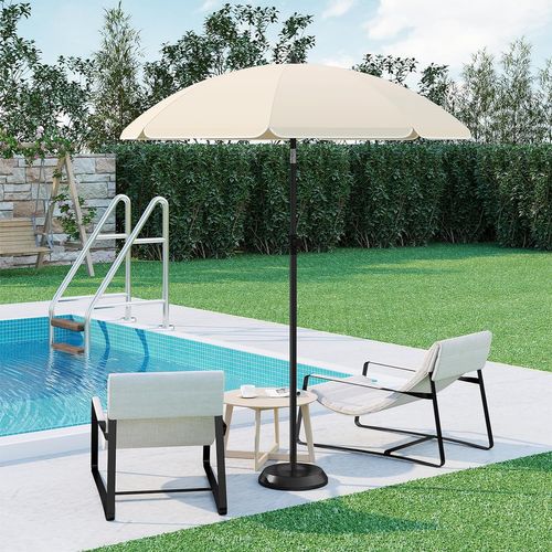 Parasol De Jardin 195cm, Fonction D'inclinaison, Anti-uv, Sac De Rangement, Beige
