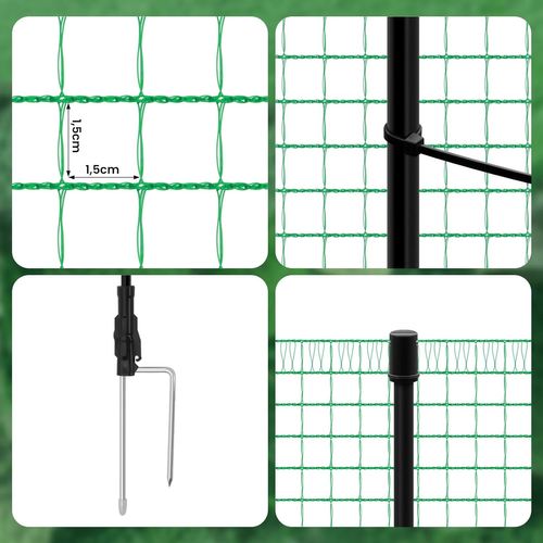 Filet De Volière 25x1,2m,filet De Protection Avec Cordes Piquets De Terre Attaches-câbles,53g/m²pe