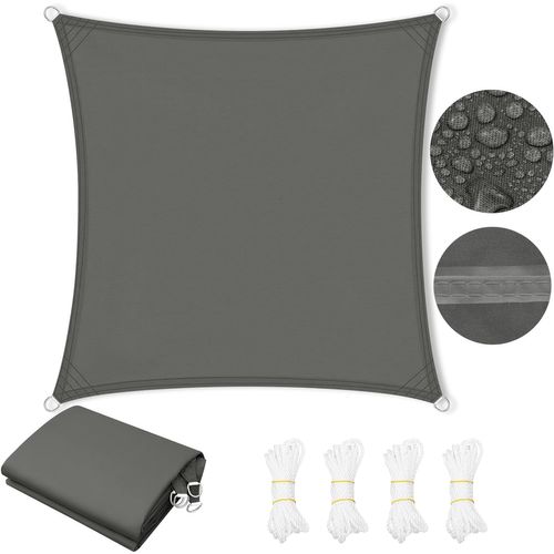 Voile D'ombrage Imperméable En Pes,polyester,toile Parasol Avec Oeillets D+cordes 3,6x3,6mgris Foncé