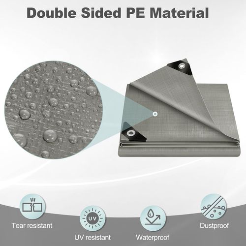 Bâche De Protection En Pe 280g/m²,4x4m,bâche Imperméable Et Résistante,avec Oeillets Muiti-usagegris