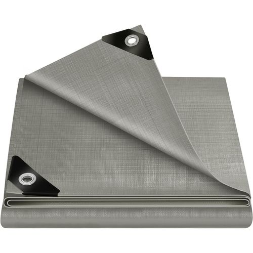 Bâche De Protection En Pe 280g/m²,4x4m,bâche Imperméable Et Résistante,avec Oeillets Muiti-usagegris