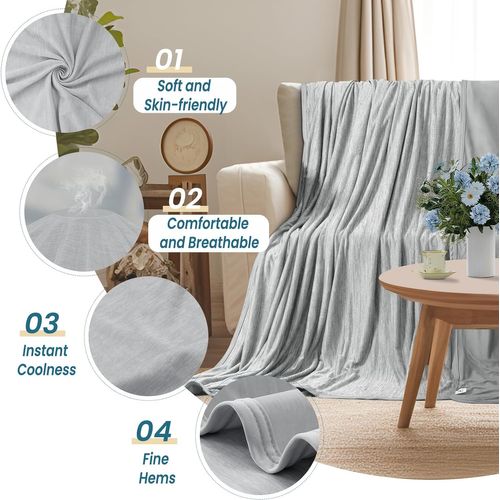 Couverture D'été,couverture Rafraîchissante Fibre Double Face Froid Q-max>0,45,gris Clair,220x240cm