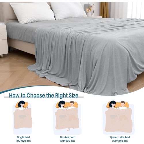Couverture D'été,couverture Rafraîchissante Fibre Double Face Froid Q-max>0,45,gris Clair,220x240cm