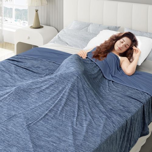 Couverture D'été,couverture Rafraîchissante Fibre Double Face Froid Q-max>0,45,bleu,220x240cm