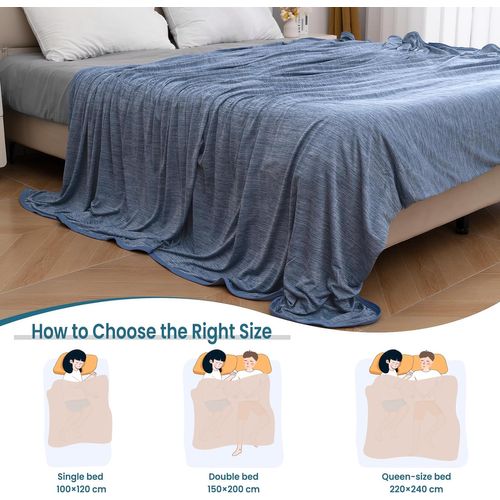 Couverture D'été,couverture Rafraîchissante Fibre Double Face Froid Q-max>0,45,bleu,220x240cm