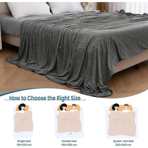 Couverture D'été,couverture Rafraîchissante Fibre Double Face Froid Q-max>0,45,gris,220x240cm