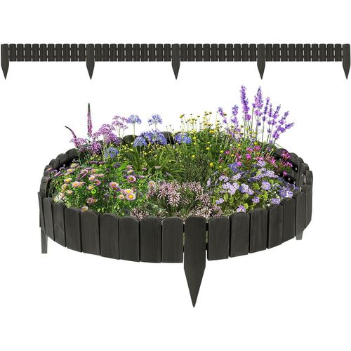 Clôture De Pelouse Extérieur En Bois,bordure De Jardin Flexible,203x45cm,anthracite