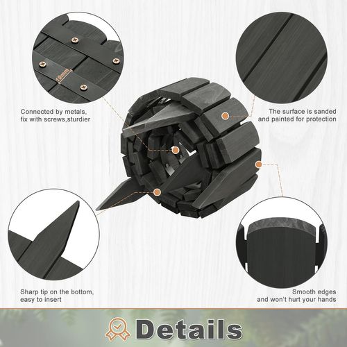 Clôture De Pelouse Extérieur En Bois,bordure De Jardin Flexible,203x45cm,anthracite