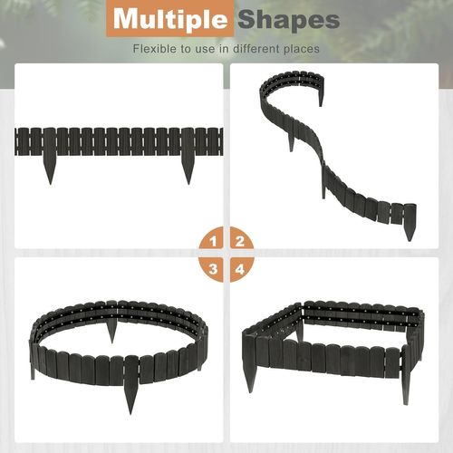 Clôture De Pelouse Extérieur En Bois,bordure De Jardin Flexible,203x45cm,anthracite