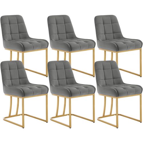 Lot De 6 Chaise Salle à Manger,chaise Cuisine Rembourrée,avec Dossier,en Forme D'arc,gris Foncé