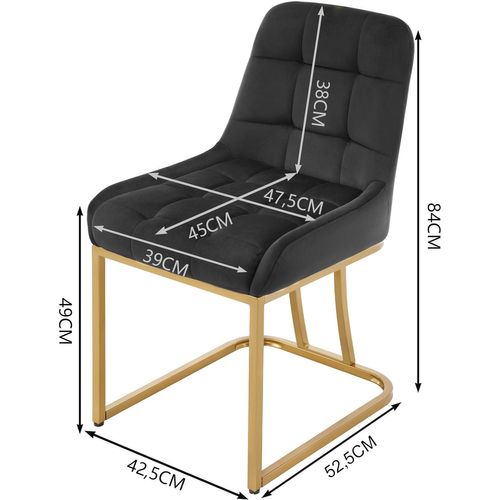 Lot De 2 Chaise Salle à Manger,Chaise Cuisine Rembourrée En Velours,Avec Dossier,Forme D'arc,Noir