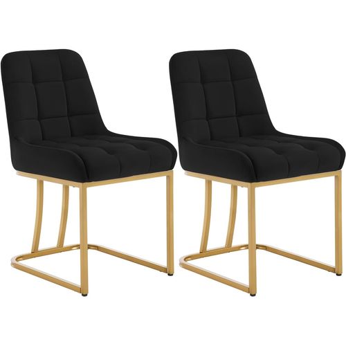 Lot De 2 Chaise Salle à Manger,Chaise Cuisine Rembourrée En Velours,Avec Dossier,Forme D'arc,Noir