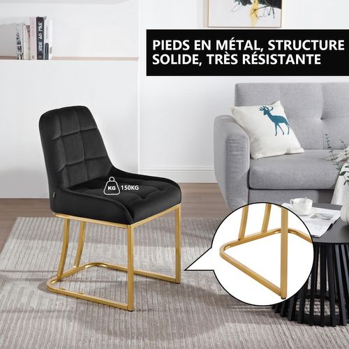 Lot De 2 Chaise Salle à Manger,Chaise Cuisine Rembourrée En Velours,Avec Dossier,Forme D'arc,Noir