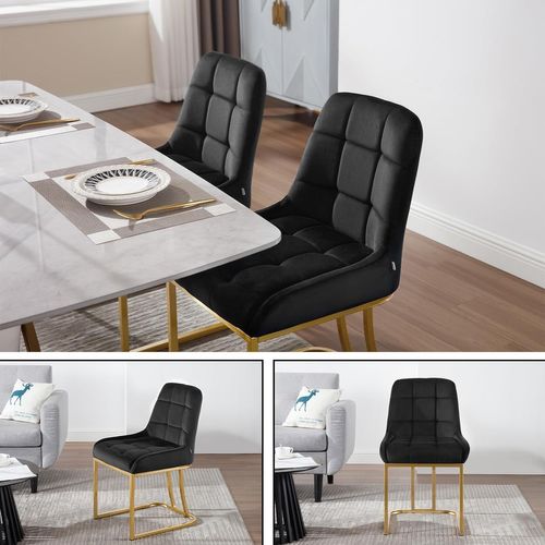 Lot De 2 Chaise Salle à Manger,Chaise Cuisine Rembourrée En Velours,Avec Dossier,Forme D'arc,Noir