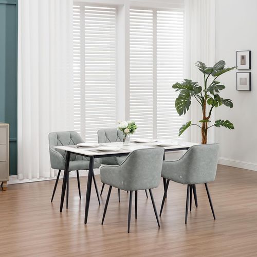 Lot De 6 Chaises De Salle à Manger, Chaises De Cuisine Rembourrées En Simili Cuir Vintage, Gris