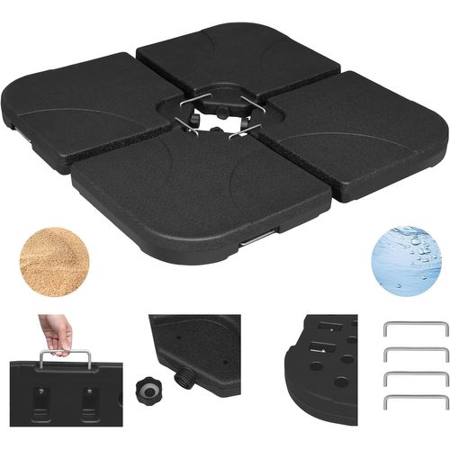 Pied De Parasol 4 Pièces, 60 L/80 Kg, Avec Connecteurs En Métal, En Plastique, Noir