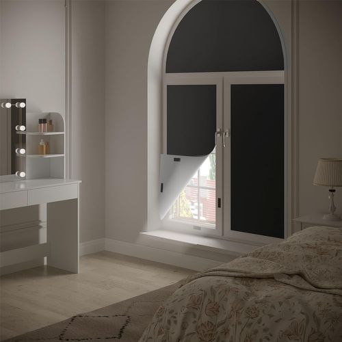 Store Occultant Sans Perçage,rideau Occultant Thermique,avec Attaches Auto-adhésives,300x145cm,noir