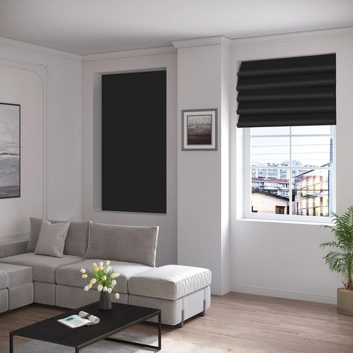 Store Occultant Avec Ventouses,sans Perçage,rideau Avec Bande Agrippante Réglable,130x100cm,noir