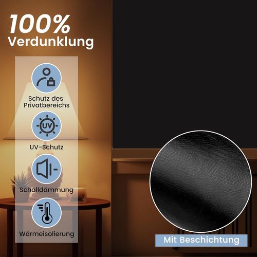 Store Occultant Avec Ventouses,sans Perçage,rideau Avec Bande Agrippante Réglable,130x100cm,noir