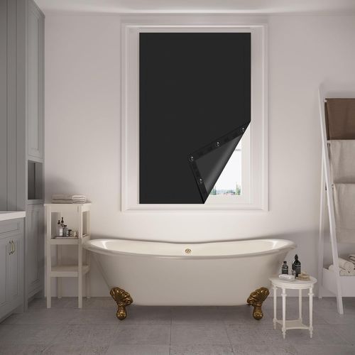 Store Occultant Avec Ventouses,sans Perçage Rideau Avec Bande Agrippante Réglable,130x200cm,noir