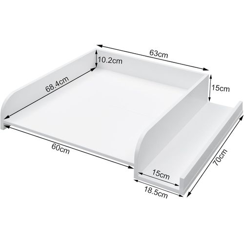 Plan à Langer Pour Machine à Laver, Planche à Langer Bébé,avec Rebord De Protection Et Étagère,Blanc