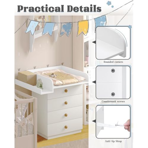 Plan à Langer Pour Machine à Laver, Planche à Langer Bébé,avec Rebord De Protection Et Étagère,Blanc