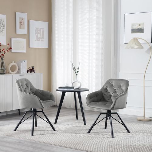Lot De 6 Chaises Salle à Manger En Velours,Pivotante,Chaise Cuisine,Avec Pieds En Métal,Gris Foncé