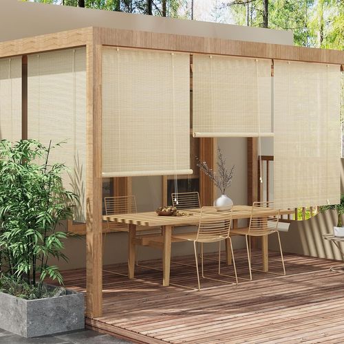 Store Enrouleur Bambou,store Occultant En Bambou,protection Solaire,tirage Latéral,nature,100x220cm