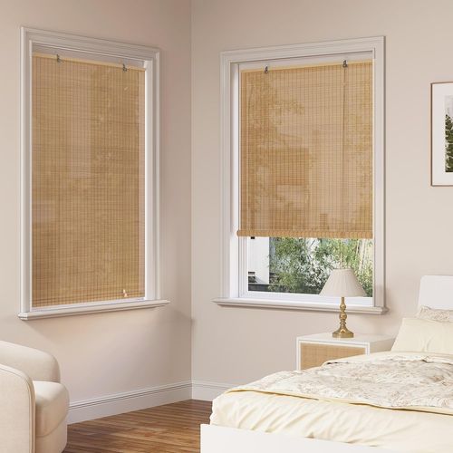 Store Enrouleur Bambou,store Occultant En Bambou,protection Solaire,tirage Latéral,marron,90x160cm