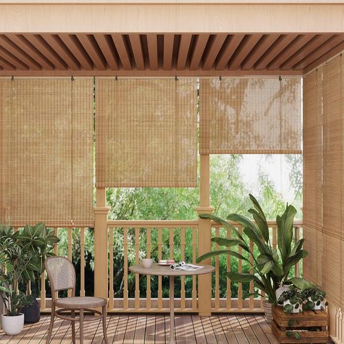 Store Enrouleur Bambou,Store Occultant En Bambou,Protection Solaire,Tirage Latéral,Marron,100x160cm
