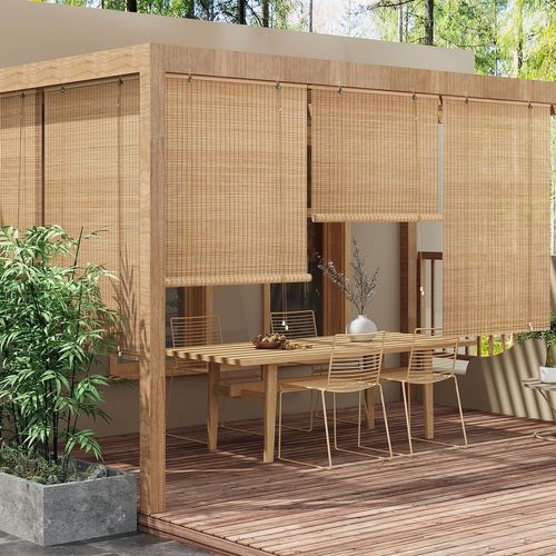 Store Enrouleur Bambou,store Occultant En Bambou,protection Solaire,tirage Latéral,marron,60x220cm