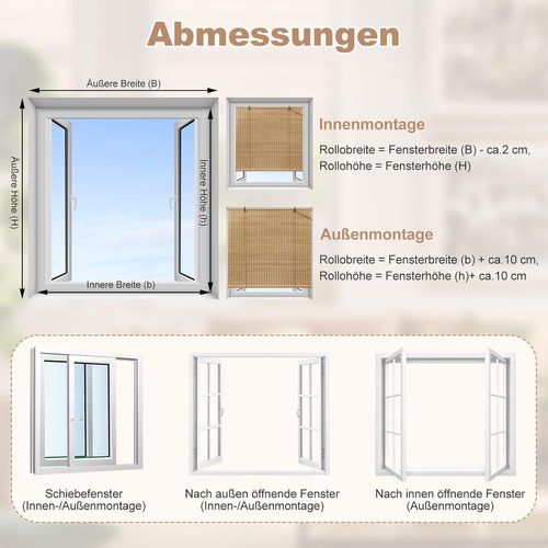 Store Enrouleur Bambou,store Occultant En Bambou,protection Solaire,tirage Latéral,marron,70x220cm