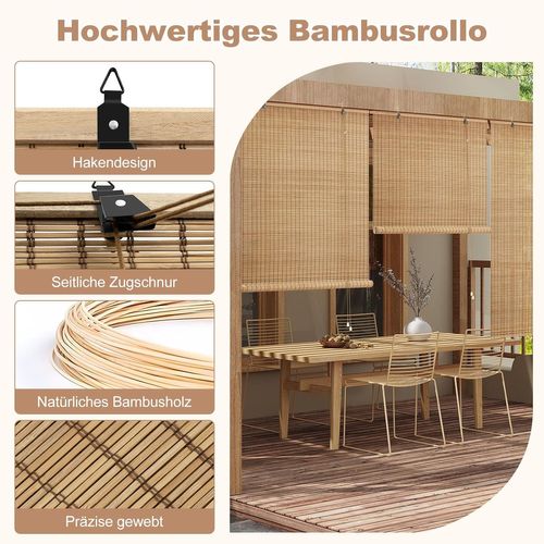 Store Enrouleur Bambou,store Occultant En Bambou,protection Solaire,tirage Latéral,marron,100x220cm