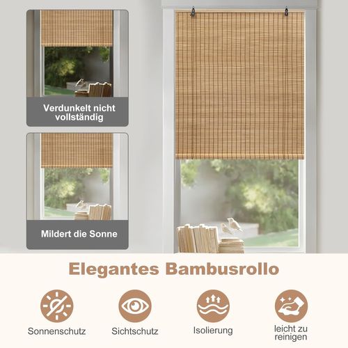Store Enrouleur Bambou,store Occultant En Bambou,protection Solaire,tirage Latéral,marron,100x220cm