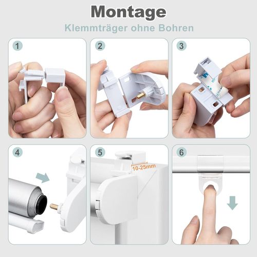 Store Enrouleur Occultant Sans Perçage,rideau Thermique à Enrouler,sans Fil,70x150cm,blanc