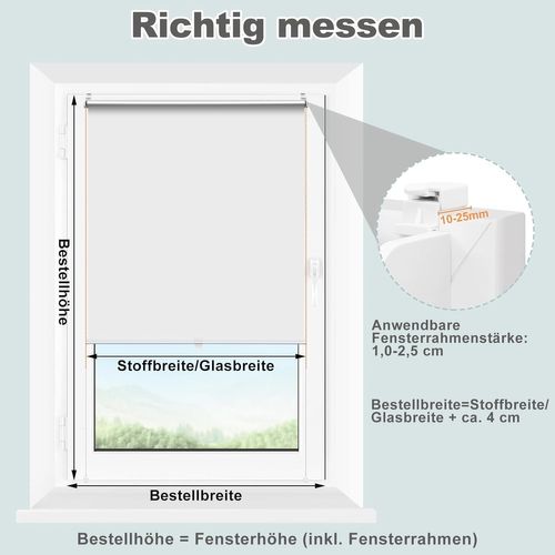 Store Enrouleur Occultant Sans Perçage,rideau Thermique à Enrouler,sans Fil,70x150cm,blanc