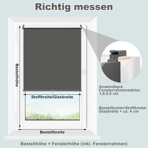 Store Enrouleur Occultant Sans Perçage,rideau Thermique à Enrouler,sans Fil,95x150cm,anthracite