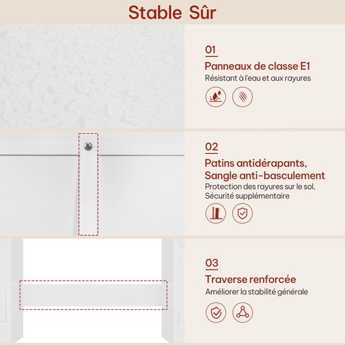 Coiffeuse Avec Miroir Et Multiprise, Luminosité Réglable, Table De Maquillage, 110x40 Cm, Blanc
