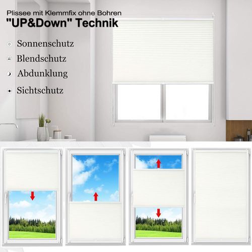 Store Plissé Sans Perçage,store Pour Fenêtre Et Porte,opaque,protection Solaire,50x120cm,blanc(matt)