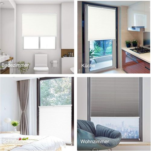 Store Plissé Sans Perçage,store Pour Fenêtre Et Porte,opaque,protection Solaire,95x120cm,blanc(matt)